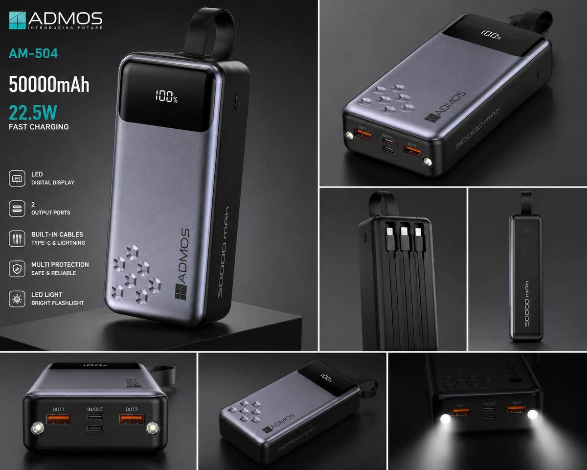 ADMOS AM-504   50,000mAh high-capacity travel power bank