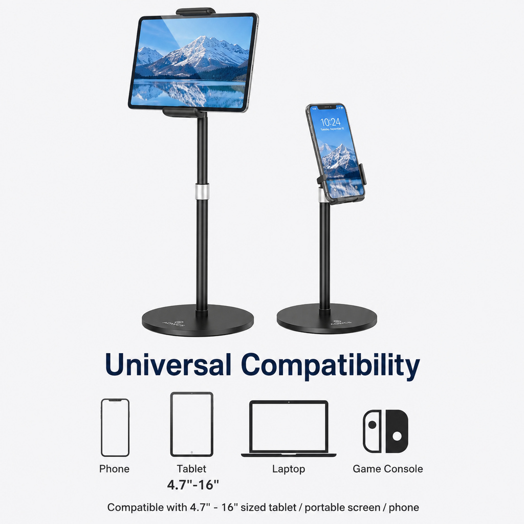 ADMOS 2 IN 1 Live Selfie Tablet Holder, Height Adjustable, 360 Degree Rotating Tab Stand